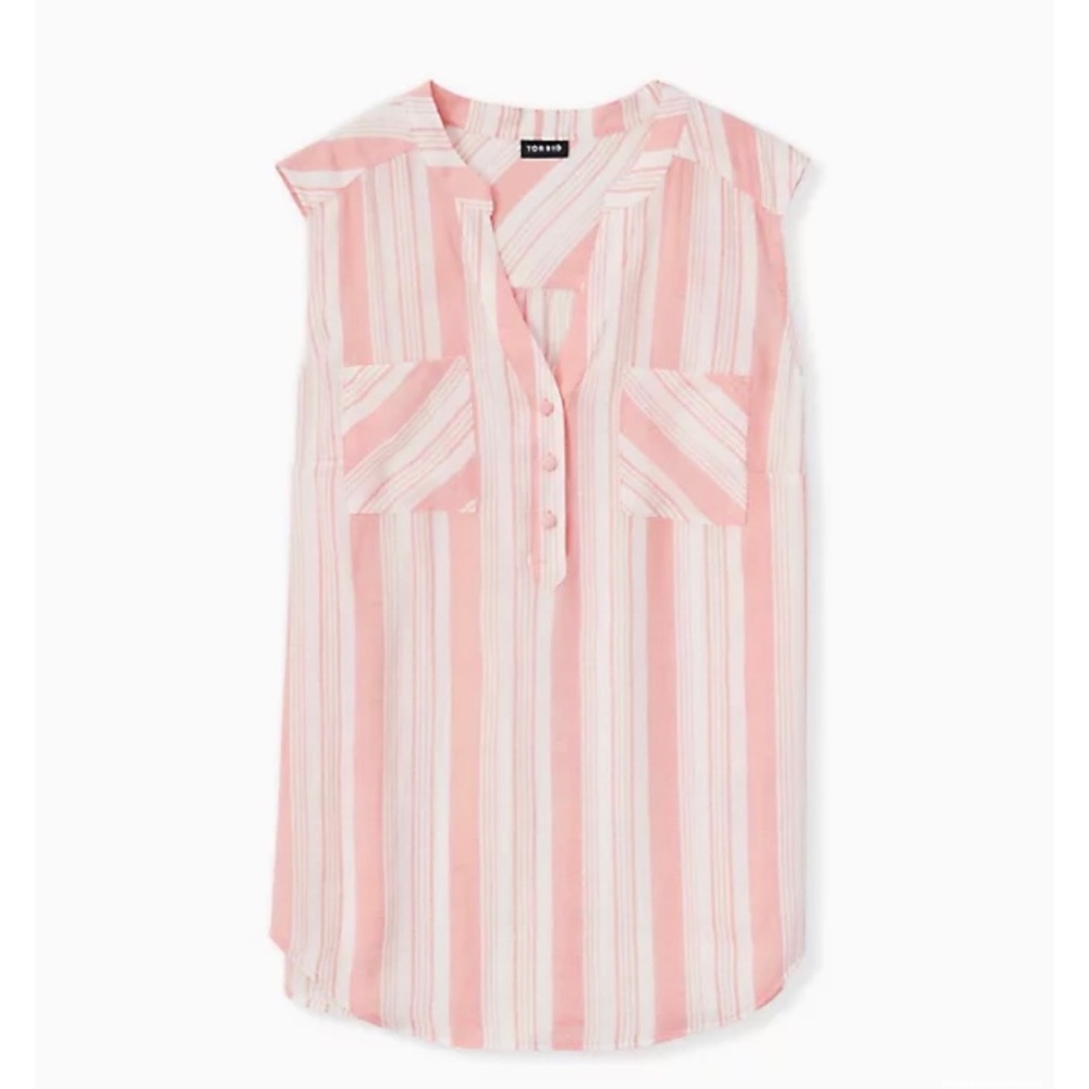 NEVER WORN Torrid 3 Harper - Coral Stripe Gauze Pullover Tank